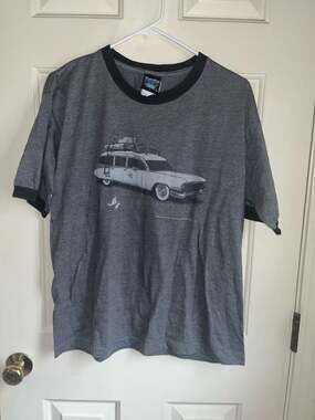 Thunder Creek Ghostbusters Ecto-1 Graphic Ringer T-Shirt Size L